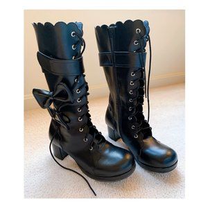 Round-toe Bowknot Gothic Lolita High Heel Boots